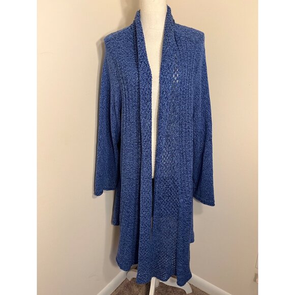 Kim Rogers Womens Open Front Knit Cardigan Sweater Blue 3X Lightweight Cozy - Picture 1 of 7